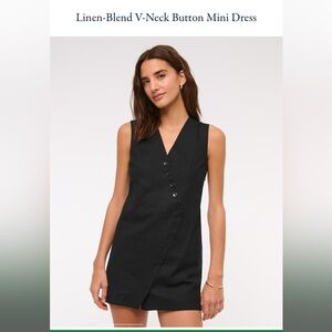 Linen blend v-neck mini dress